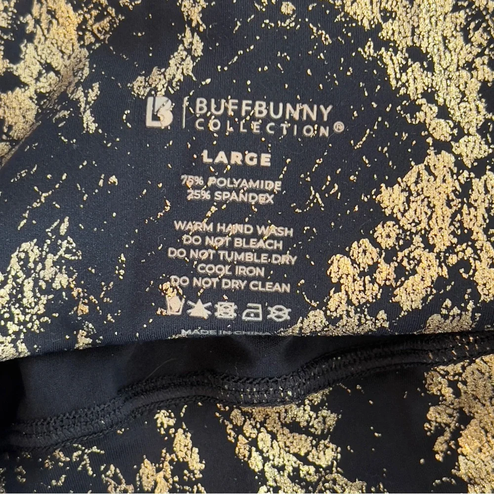 BuffBunny Black and Gold Snakeskin Print Leggings - Picture 5 of 10